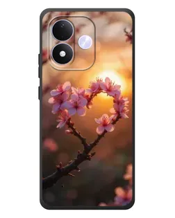 Чехол для Xiaomi Redmi Note 17 с картинкой «Розовый цвет сердце на фоне заката»