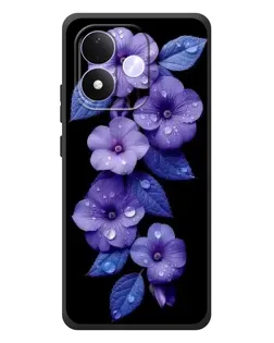 Чехол для Xiaomi Redmi Note 17 с картинкой «Фиолетовые цветы с росою»