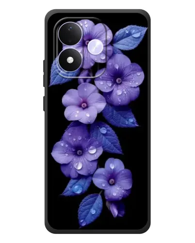 Чехол для Xiaomi Redmi Note 17 с картинкой «Фиолетовые цветы с росою»
