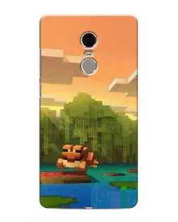 Чехол для Xiaomi Redmi Note 4 с картинкой «Майнкрафт закат солнца»
