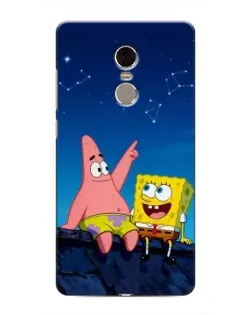 Чехол для Xiaomi Redmi Note 4 с картинкой «Губка Боб и Патрик ночью»