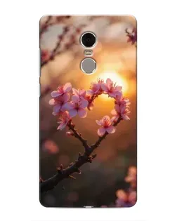 Чехол для Xiaomi Redmi Note 4 с картинкой «Розовый цвет сердце на фоне заката»