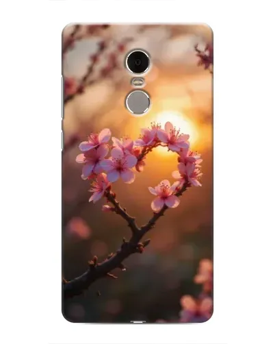 Чехол для Xiaomi Redmi Note 4 с картинкой «Розовый цвет сердце на фоне заката»