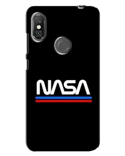 Чехол для Xiaomi Redmi Note 6 Pro с картинкой «NASA — классика Red Blue»