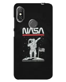 Чехол для Xiaomi Redmi Note 6 Pro с картинкой «NASA — шагаем по Луне»