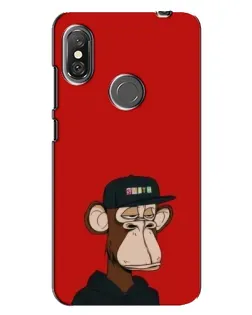 Чехол для Xiaomi Redmi Note 6 Pro с картинкой «Bored Ape — красный фон»