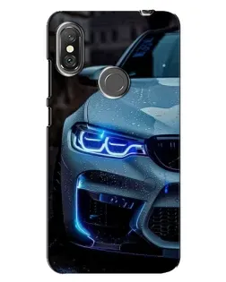 Чехол для Xiaomi Redmi Note 6 Pro с картинкой «Взгляд BMW с синими фарами»