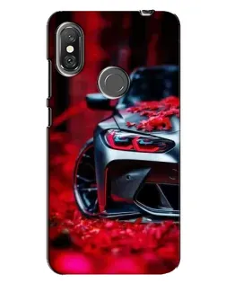 Чехол для Xiaomi Redmi Note 6 Pro с картинкой «Спортивная BMW и цветы»