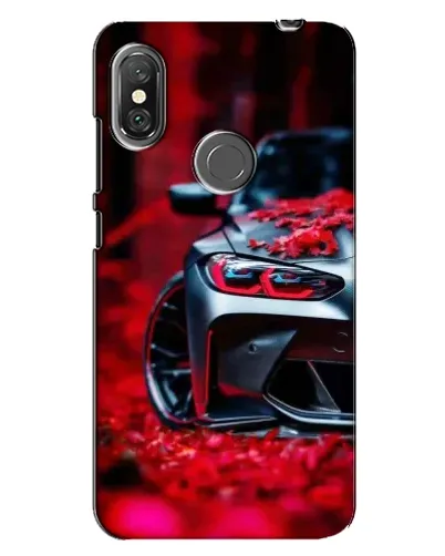 Чехол для Xiaomi Redmi Note 6 Pro с картинкой «Спортивная BMW и цветы»