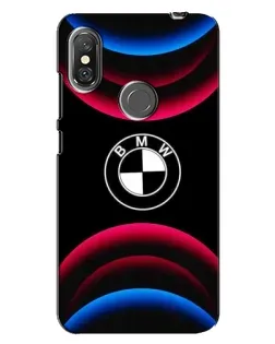 Чехол для Xiaomi Redmi Note 6 Pro с картинкой «Логотип BMW и неоновые дуги»
