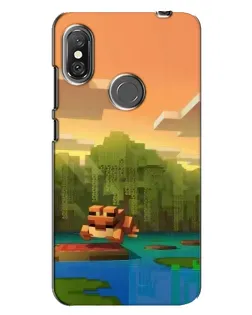 Чехол для Xiaomi Redmi Note 6 Pro с картинкой «Майнкрафт закат солнца»
