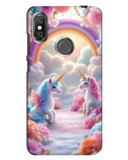 Чехол для Xiaomi Redmi Note 6 Pro с картинкой «Радуга и единороги»