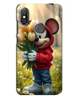 Чехол для Xiaomi Redmi Note 6 Pro с картинкой «Микки с тюльпанами»
