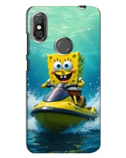 Чохол для Xiaomi Redmi Note 6 Pro з картинкою «Спанч Боб на гідроциклі»