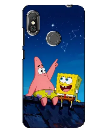 Чехол для Xiaomi Redmi Note 6 Pro с картинкой «Губка Боб и Патрик ночью»