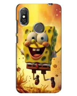Чехол для Xiaomi Redmi Note 6 Pro с картинкой «Губка Боб прыгает»