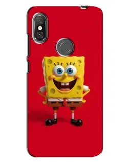 Чехол для Xiaomi Redmi Note 6 Pro с картинкой «Спанч Боб на красном»