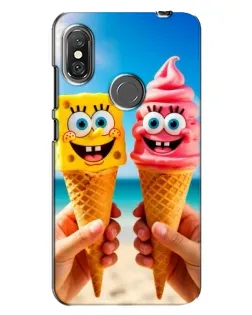 Чехол для Xiaomi Redmi Note 6 Pro с картинкой «Спанч Боб мороженое»