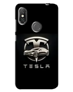 Чехол для Xiaomi Redmi Note 6 Pro с картинкой «Tesla — серебристое авто»