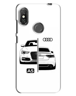 Чехол для Xiaomi Redmi Note 6 Pro с картинкой «Audi — контрастный дизайн»
