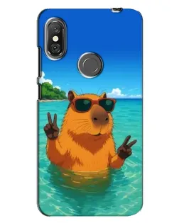Чехол для Xiaomi Redmi Note 6 Pro с картинкой «Морская капибара»