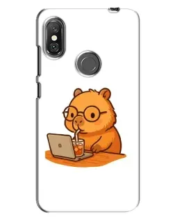 Чехол для Xiaomi Redmi Note 6 Pro с картинкой «Капибара с ноутбуком»