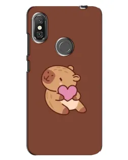 Чехол для Xiaomi Redmi Note 6 Pro с картинкой «Капибара с сердцем»