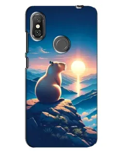Чехол для Xiaomi Redmi Note 6 Pro с картинкой «Закат солнца с капибарой»