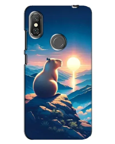 Чехол для Xiaomi Redmi Note 6 Pro с картинкой «Закат солнца с капибарой»