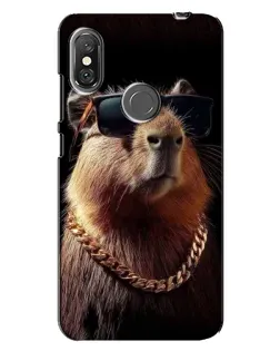 Чехол для Xiaomi Redmi Note 6 Pro с картинкой «Капибара золотая цепь»