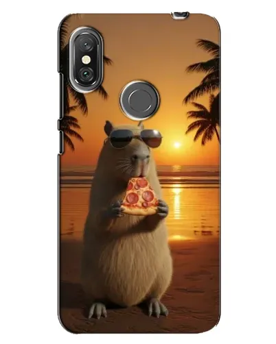 Чехол для Xiaomi Redmi Note 6 Pro с картинкой «Капибара с пиццей»