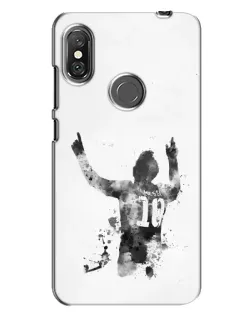 Чохол для Xiaomi Redmi Note 6 Pro з картинкою «Чорно-білий силует Мессі»