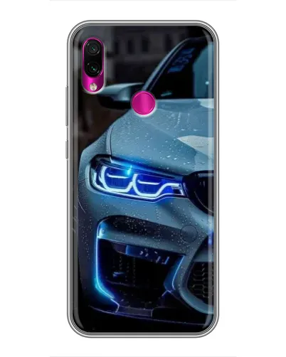 Чохол для Xiaomi Redmi Note 7 Pro з картинкою «Погляд BMW з синіми фарами»