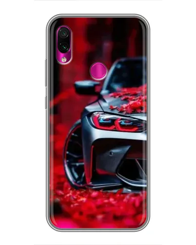 Чохол для Xiaomi Redmi Note 7 Pro з картинкою «Спортивна BMW та квіти»