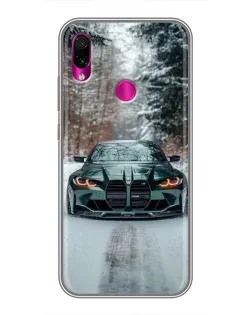 Чохол для Xiaomi Redmi Note 7 Pro з картинкою «BMW у зимовому лісі»
