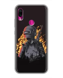 Чохол для Xiaomi Redmi Note 7 Pro з картинкою «PUBG — вогняний силует»