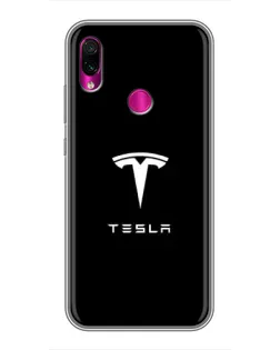 Чохол для Xiaomi Redmi Note 7 Pro з картинкою «Tesla White Logo»