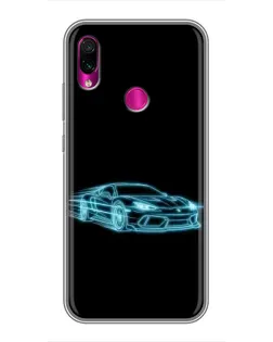 Чохол для Xiaomi Redmi Note 7 Pro з картинкою «Неоновий контур Lamborghini»