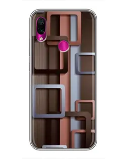 Чохол для Xiaomi Redmi Note 7 Pro з картинкою «Коричневі об'ємні квадрати»