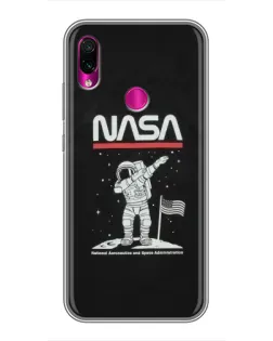 Чохол для Xiaomi Redmi Note 7 з картинкою «NASA — крокуємо по Місяцю»