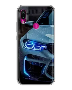 Чехол для Xiaomi Redmi Note 7 с картинкой «Взгляд BMW с синими фарами» Чехол для Xiaomi Redmi Note 7 с картинкой «Взгляд BMW с синими фарами»