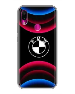 Чехол для Xiaomi Redmi Note 7 с картинкой «Логотип BMW и неоновые дуги»