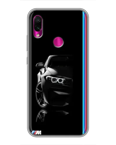 Чехол для Xiaomi Redmi Note 7 с картинкой «Силуэт BMW в темноте»