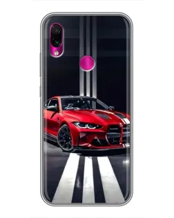 Чехол для Xiaomi Redmi Note 7 с картинкой «Красная BMW на дороге»