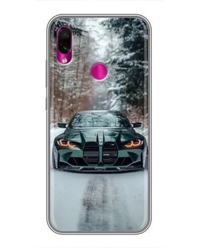 Чехол для Xiaomi Redmi Note 7 с картинкой «BMW в зимнем лесу»