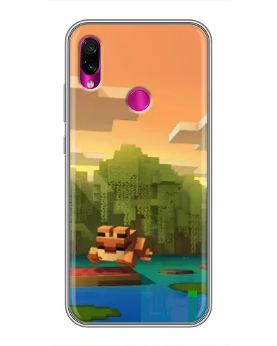 Чехол для Xiaomi Redmi Note 7 с картинкой «Майнкрафт закат солнца»