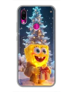 Чохол для Xiaomi Redmi Note 7 з картинкою «Різдвяний Спанч Боб»
