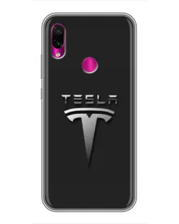 Чехол для Xiaomi Redmi Note 7 с картинкой «Стальной логотип Tesla»