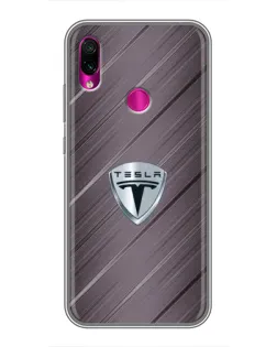 Чехол для Xiaomi Redmi Note 7 с картинкой «Металлическая текстура Tesla»