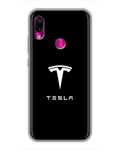 Чехол для Xiaomi Redmi Note 7 с картинкой «Tesla White Logo»